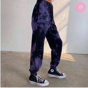 Purple and black tie-dye sweatpants small